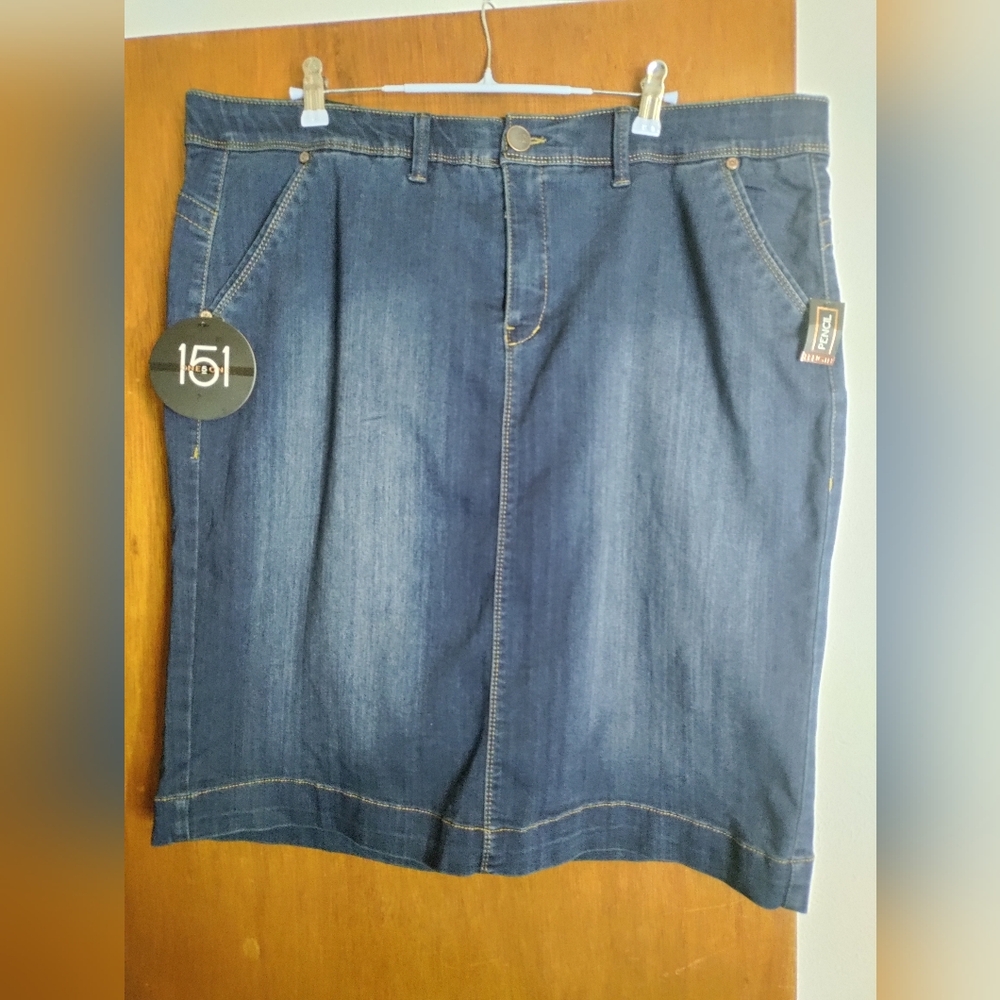 one 5 one Dark Blue Denim Mini Skirt